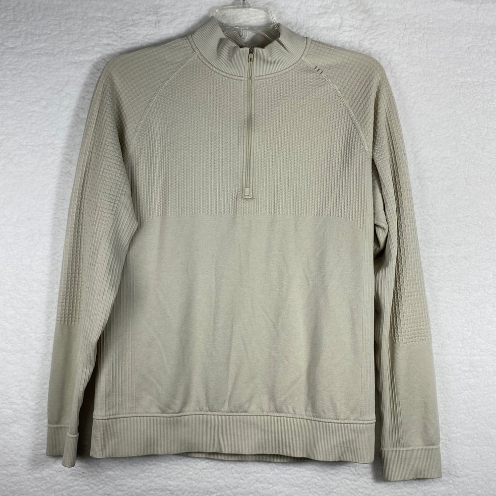 Lululemon Metal Vent Tech 1/2 Zip 2.0 Beige Merino Wool Pullover Mens Large